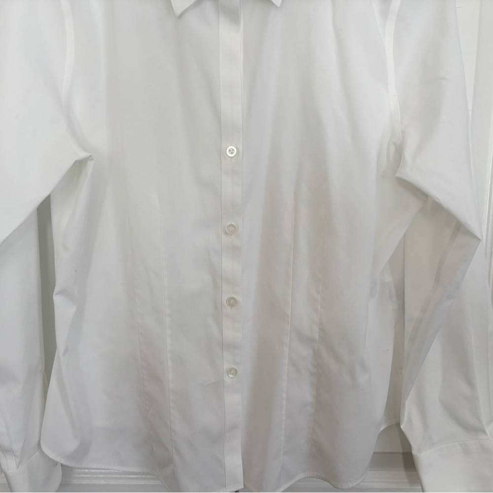 FOXCROFT Womens White Non-Iron Stretch Fitted Shirt, size 14p - Picture 3 of 7